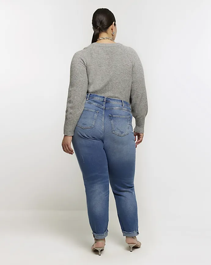Plus blue high waisted bum sculpt mom jeans