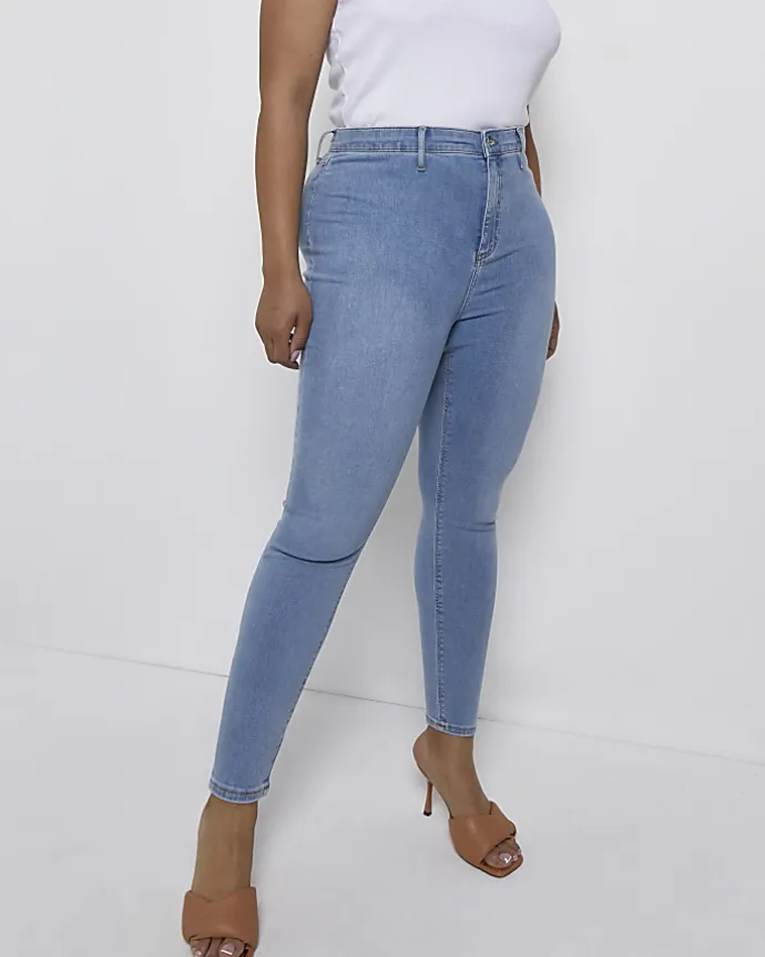 Plus blue high waisted jeggings