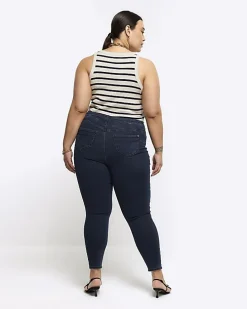 Plus blue mid rise skinny jeans