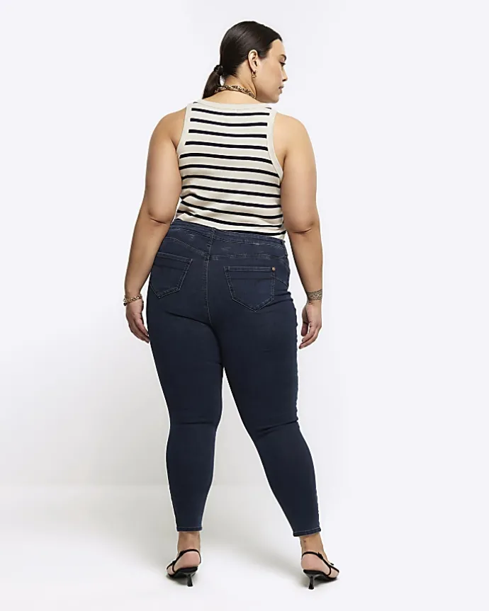 Plus blue mid rise skinny jeans