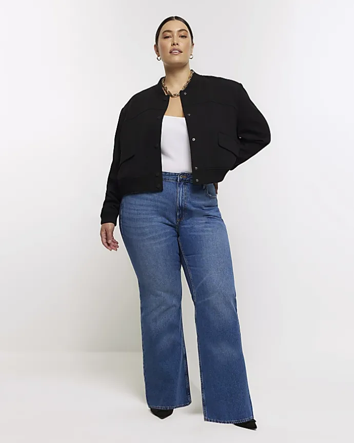 Plus blue mid rise straight jeans