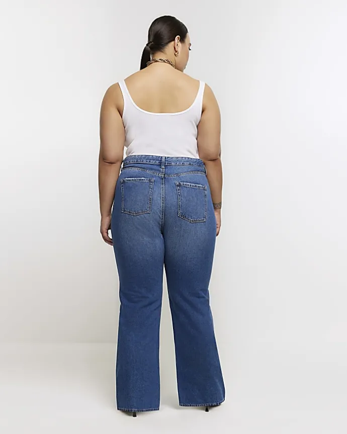 Plus blue mid rise straight jeans