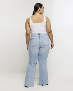 Plus blue mid rise straight jeans