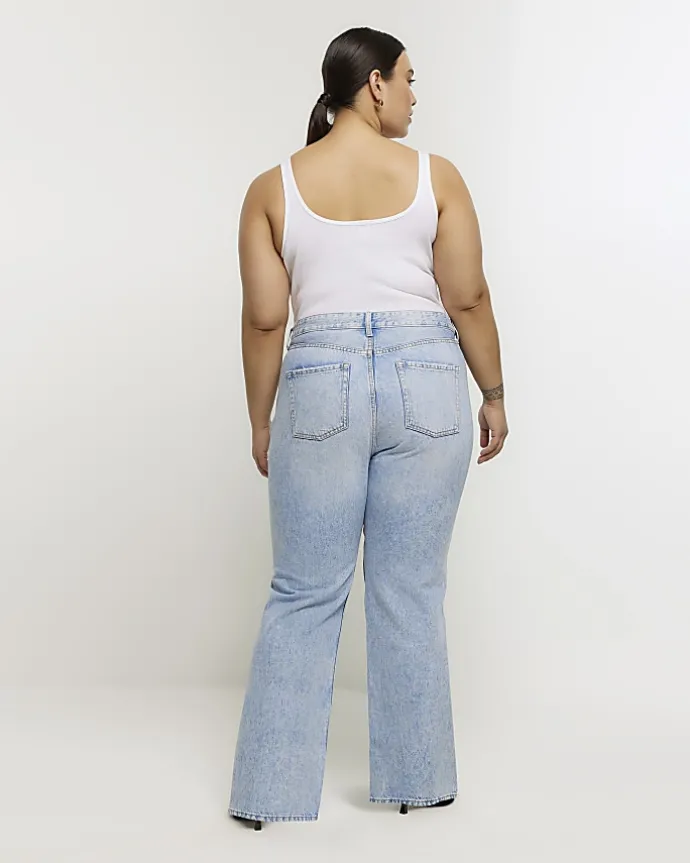 Plus blue mid rise straight jeans