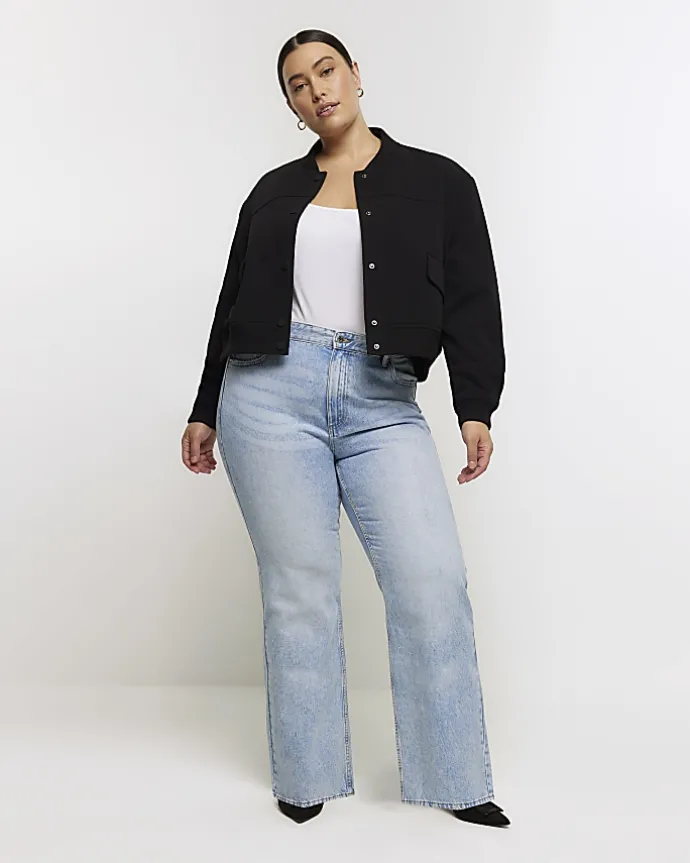 Plus blue mid rise straight jeans