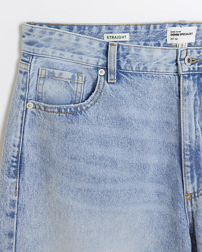 Plus blue mid rise straight jeans