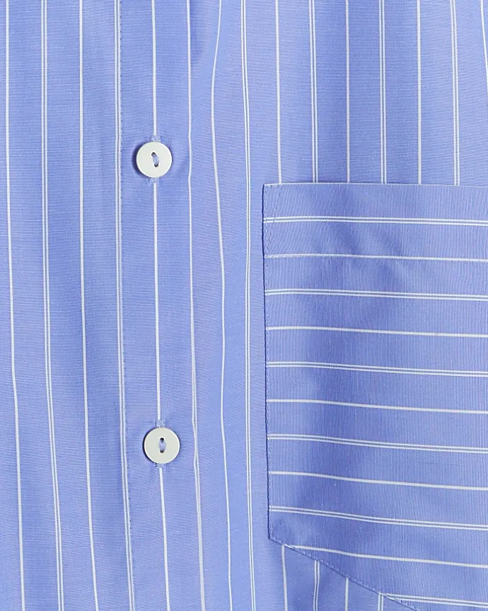 Plus blue stripe crop shirt