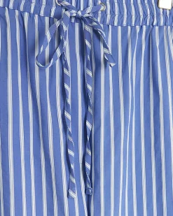 Plus blue stripe poplin pull on trousers