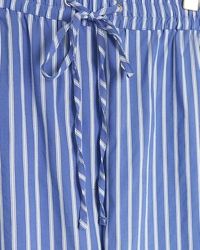Plus blue stripe poplin pull on trousers