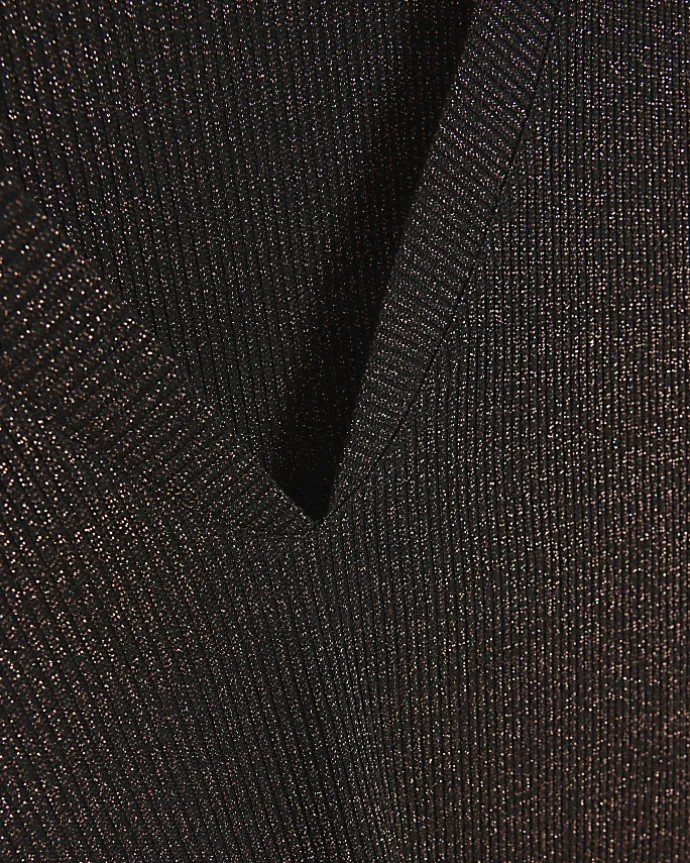 Plus bronze rib glitter long sleeve top