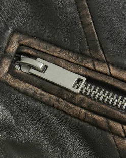 Plus brown leather oversized biker jacket