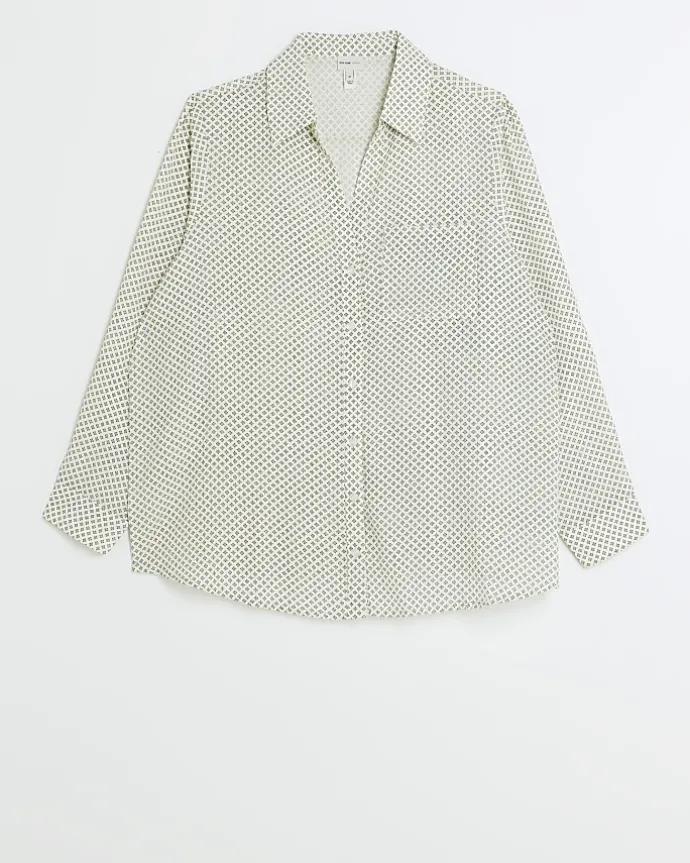Plus cream geometric print shirt