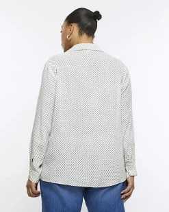 Plus cream geometric print shirt