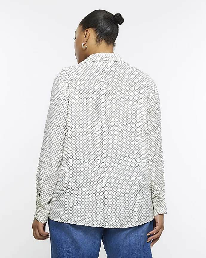 Plus cream geometric print shirt