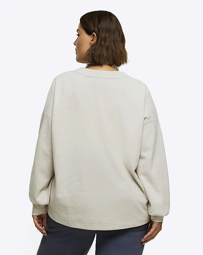 Plus cream rib cosy sweatshirt