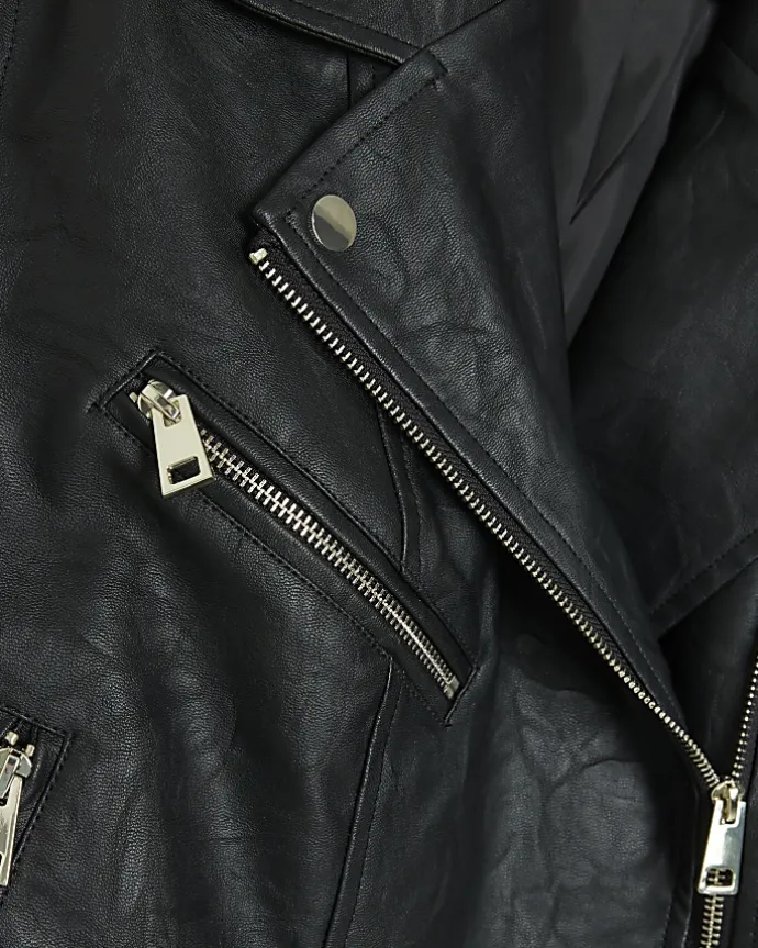 Plus Faux Leather Black Biker Jacket