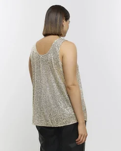 Plus gold sequin tank top