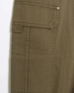 Plus khaki zip cuffed cargo trousers