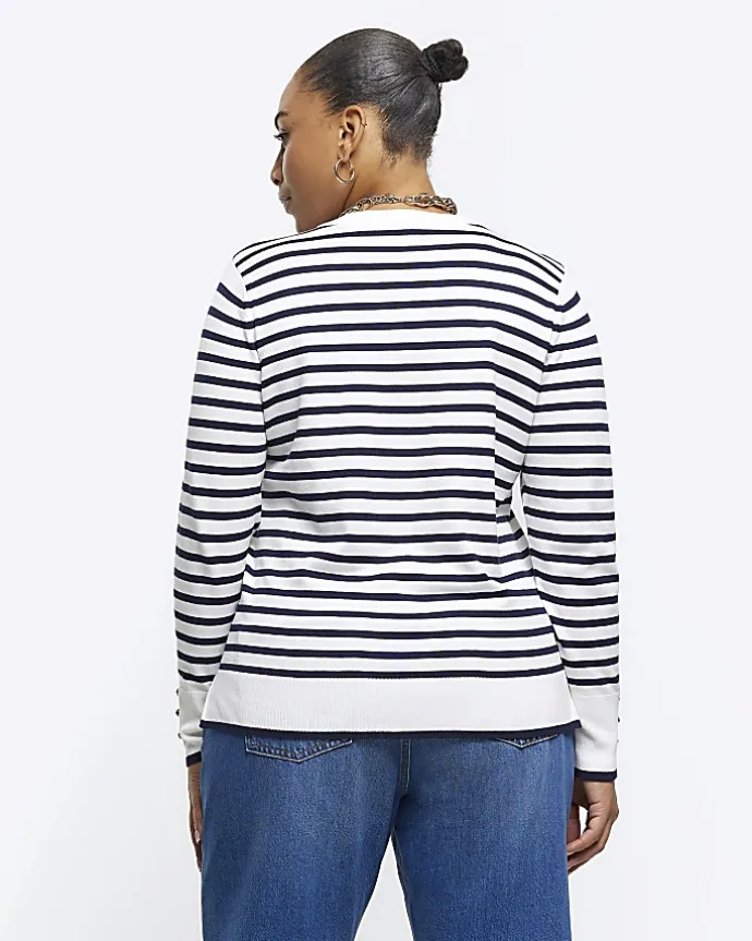 Plus navy stripe knit top