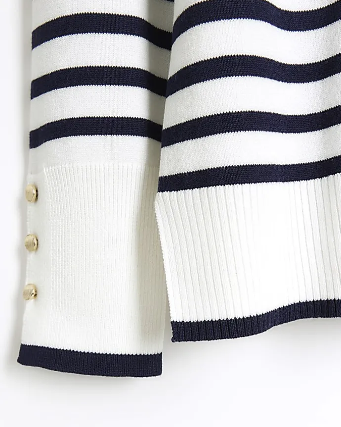 Plus navy stripe knit top