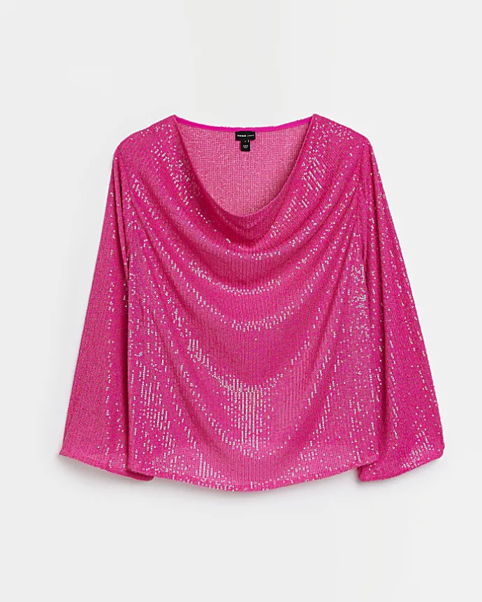 Plus pink sequin blouse