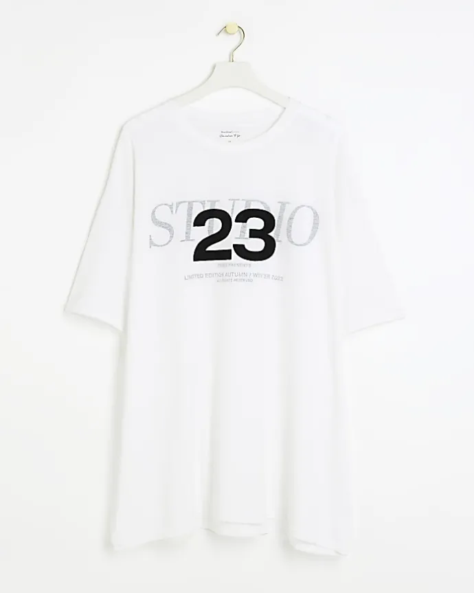 Plus white graphic t-shirt