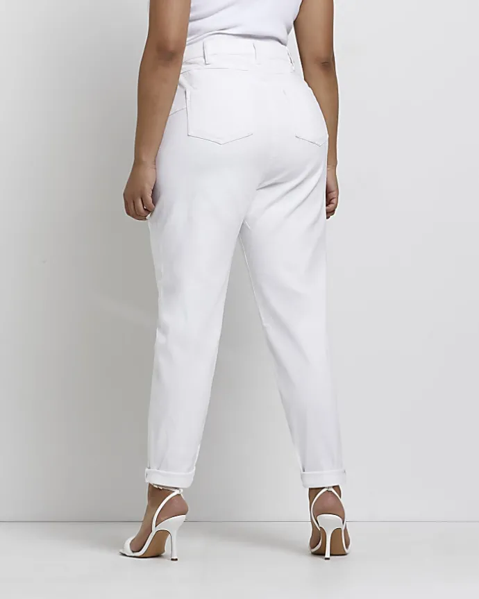 Plus white high waisted mom jeans