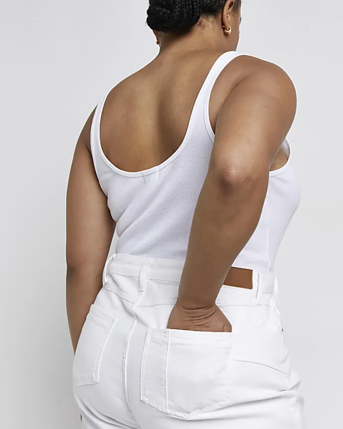 Plus white high waisted mom jeans