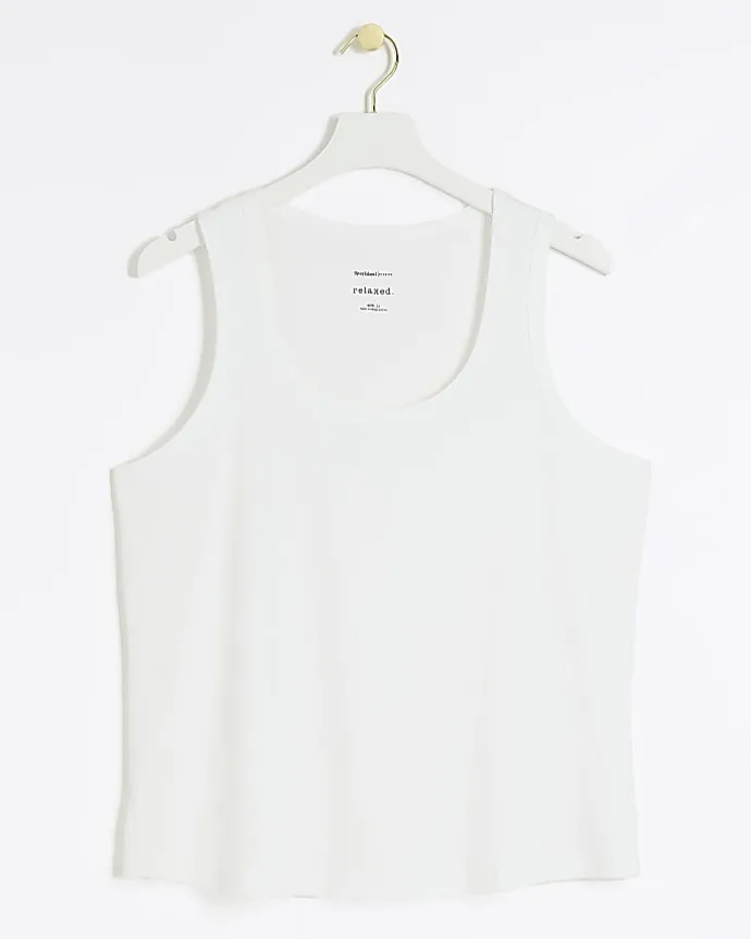 Plus white scoop neck vest top
