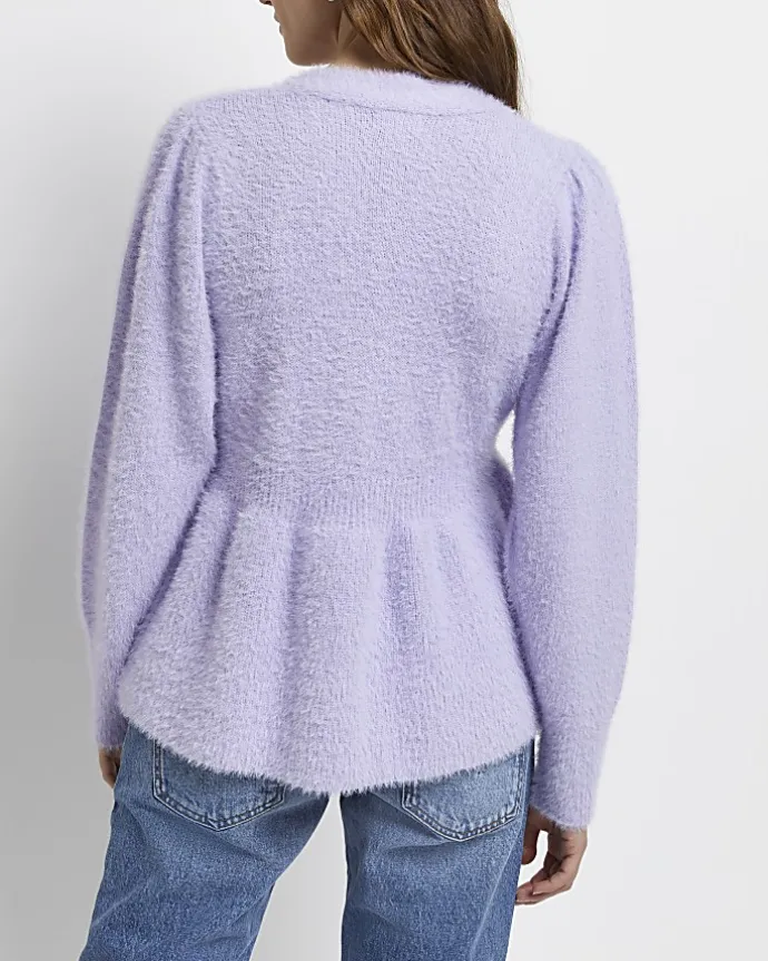 Purple maternity peplum cardigan