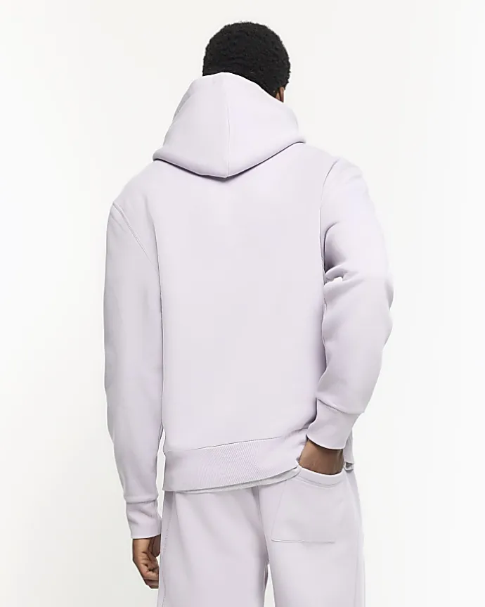 Purple regular fit plain hoodie