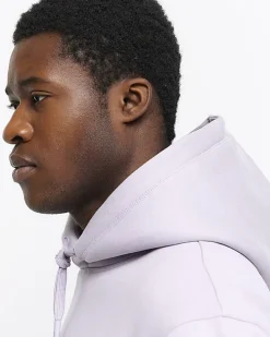 Purple regular fit plain hoodie