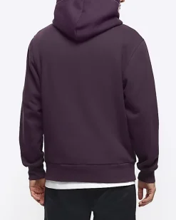 Purple regular fit plain hoodie
