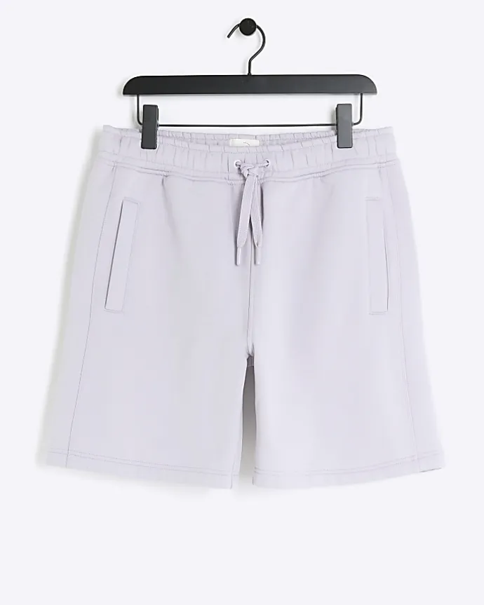 Purple regular fit rib panel shorts