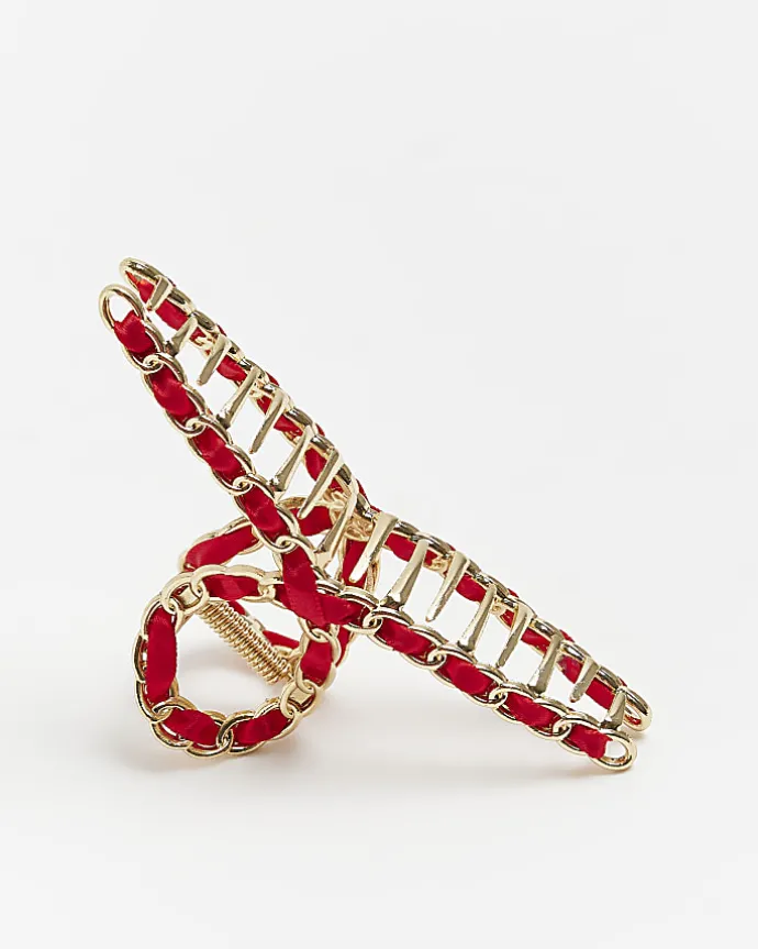 Red chain hair claw