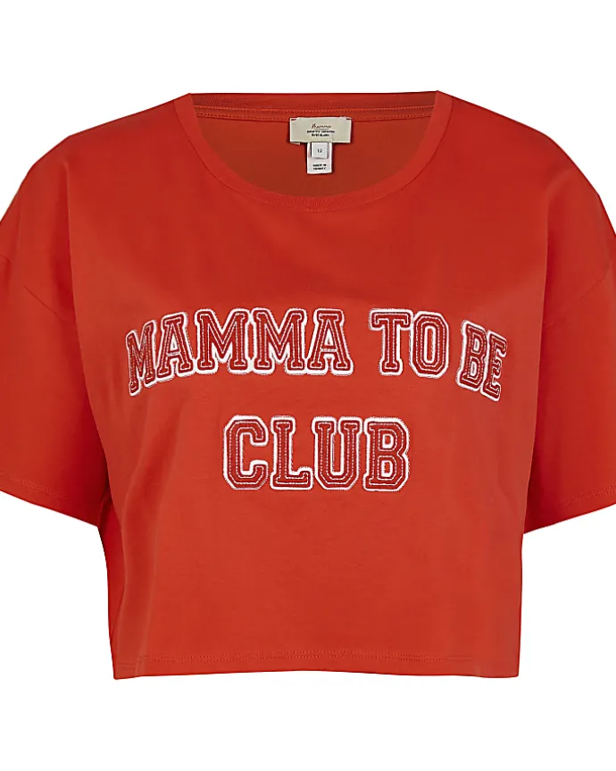 Red cropped maternity t-shirt