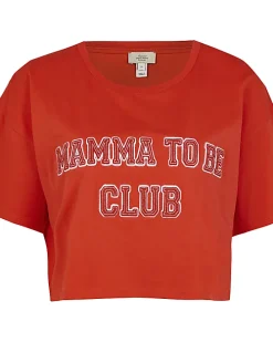 Red cropped maternity t-shirt