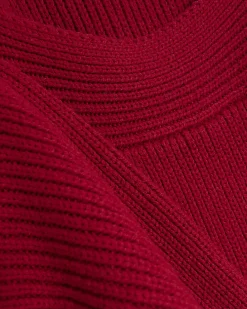 Red square neck jumper mini dress