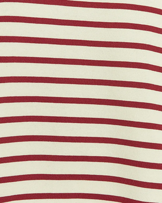 Red stripe crop sweatshirt