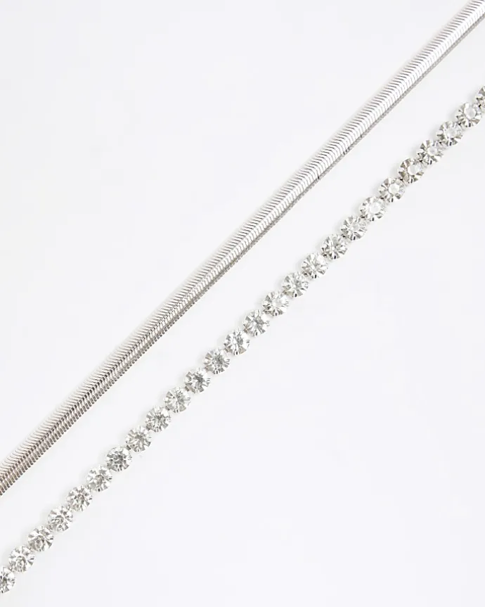 Silver Chain Choker Necklace