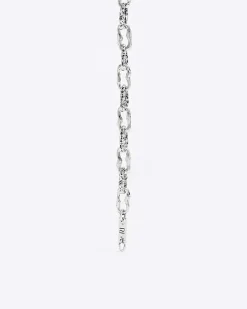 Silver colour oval chain link necklace