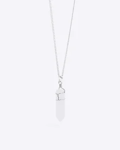 Silver colour quartz pendant necklace