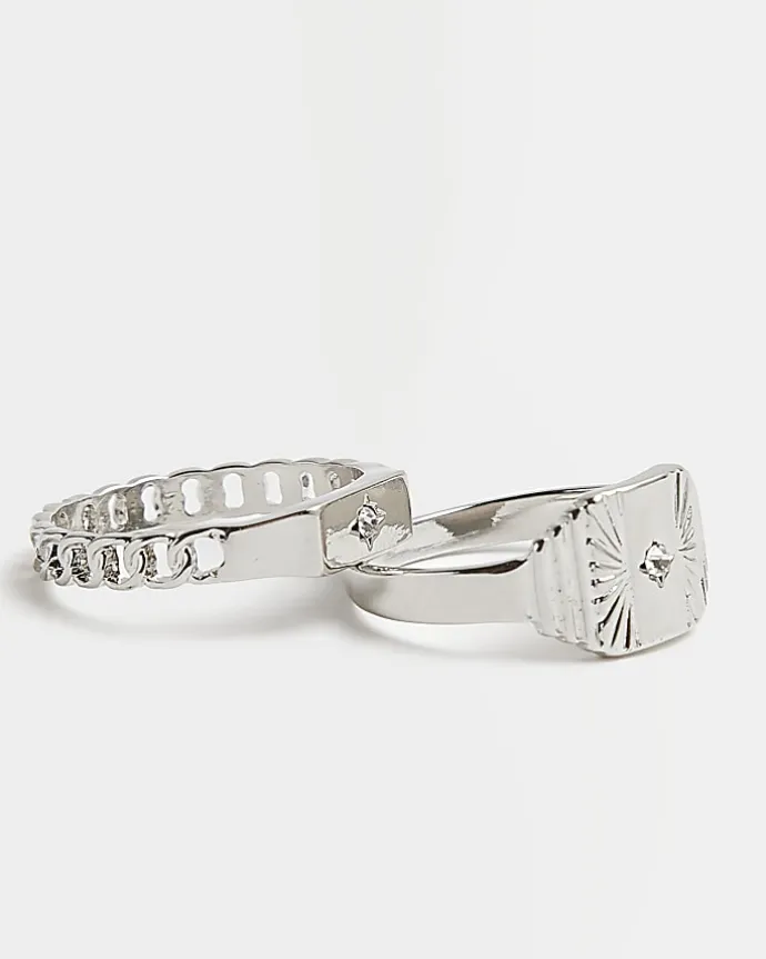 Silver colour rings multipack