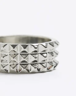 Silver colour spike ring