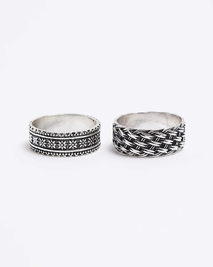 Silver colour weave rings multipack