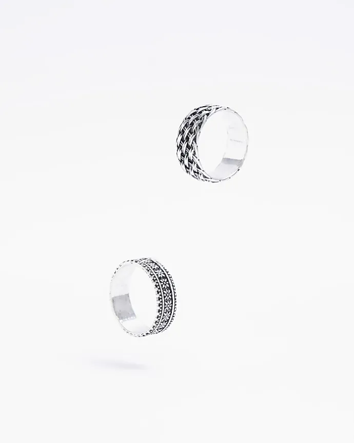 Silver colour weave rings multipack