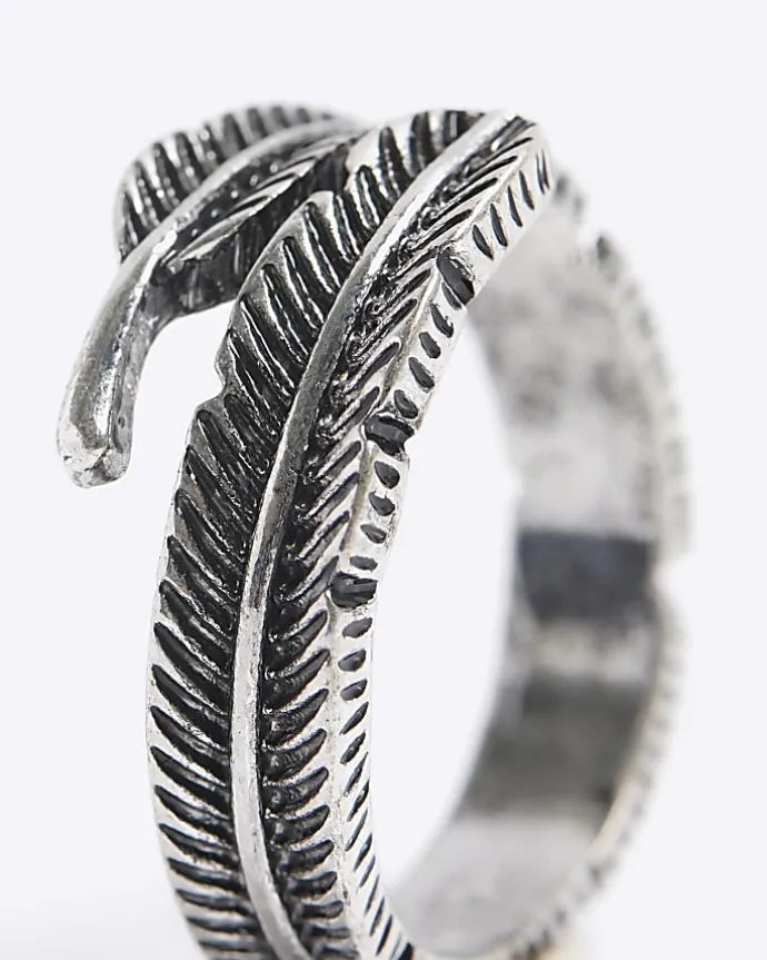 Silver Feather Wrap Ring