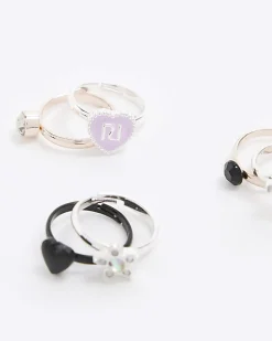 Silver heart ring 6 pack