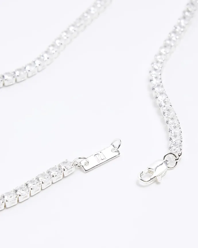 Silver plated diamante necklace