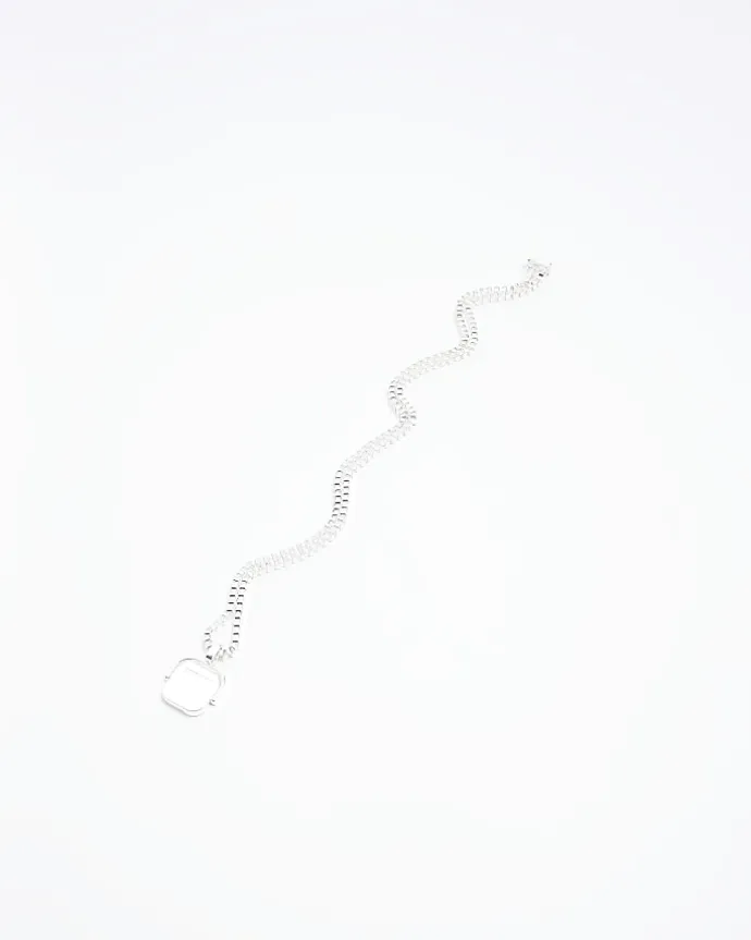 Silver plated square necklace